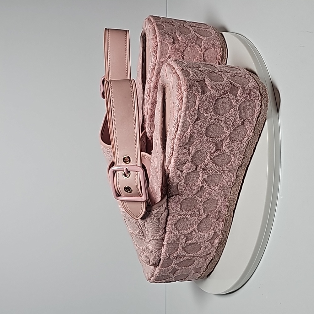 Coach Noelle Terry Cloth Platform Sandals Chunky Sole Slingback Leather Pink 7.5 - Picture 7 of 16